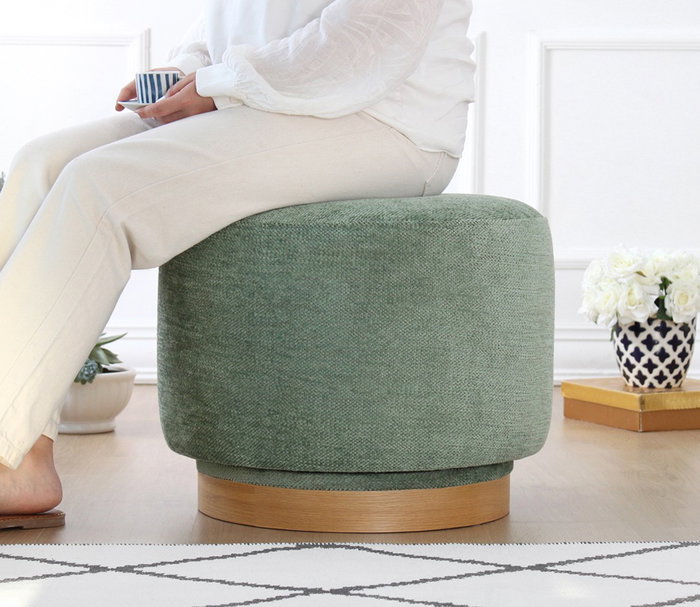 Atelier Del Sofa Puf de Algodón Verde Giratorio
